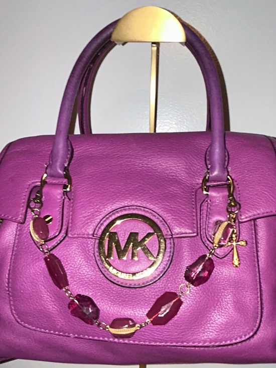 Michael Kors Handbags - Michael Kors -Large Vibrant Purple Pebbled Leather Margo Satchel- EUC